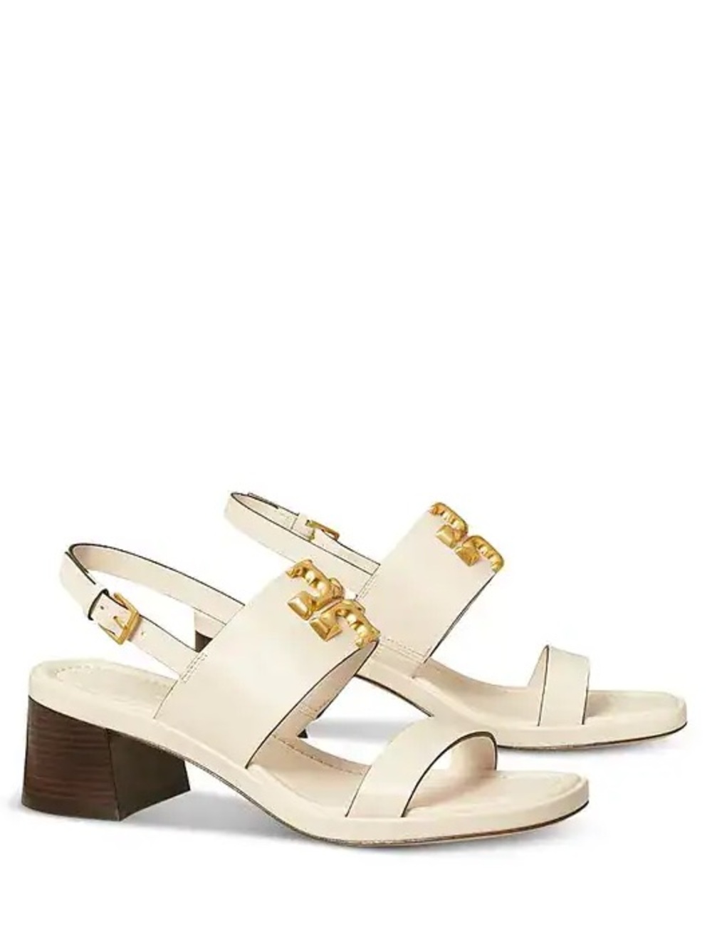 Tory Burch Eleanor Block Heel Slingback Sandal | New Ivory Gold Logo 6.5 - Picture 9 of 11